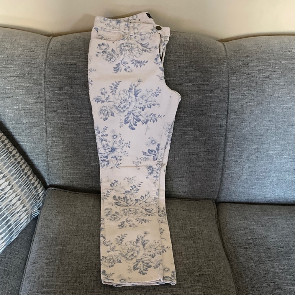 Chaps Blue Floral Women Straight Leg Jeans